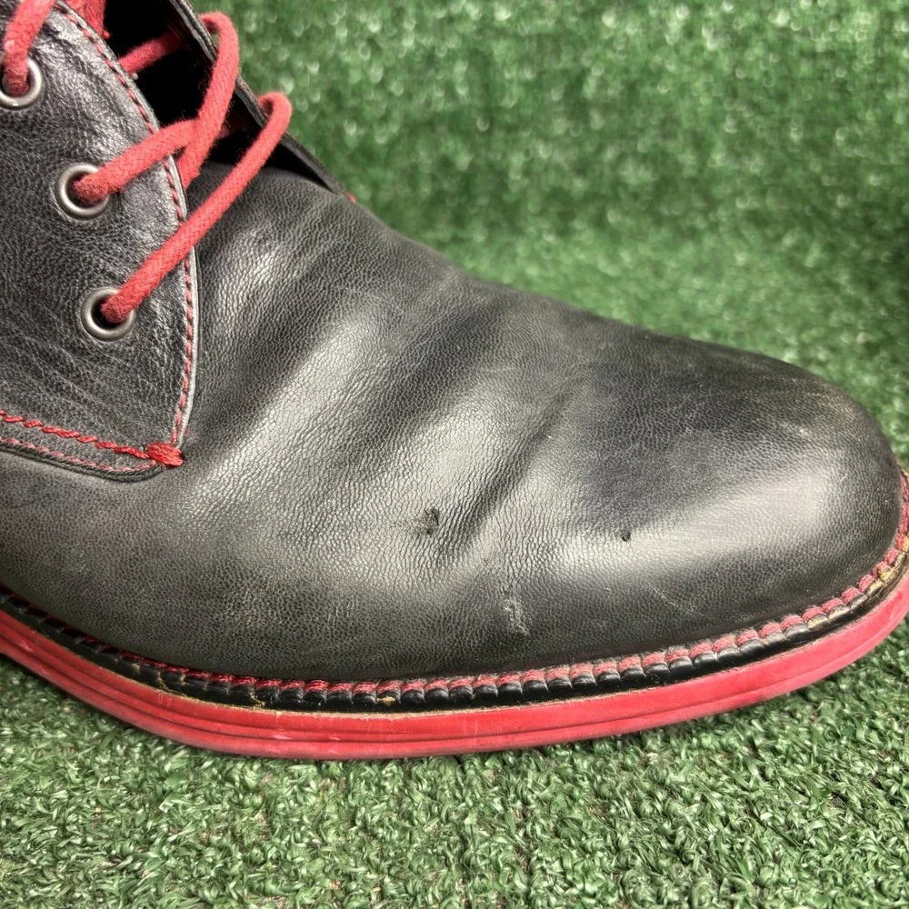 Donald J Pliner EYES E6 Leather Red Sole Chukka Desert Boots Black Mens Size 9 M